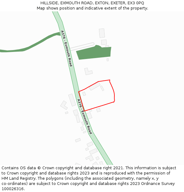 HILLSIDE, EXMOUTH ROAD, EXTON, EXETER, EX3 0PQ: Location map and indicative extent of plot