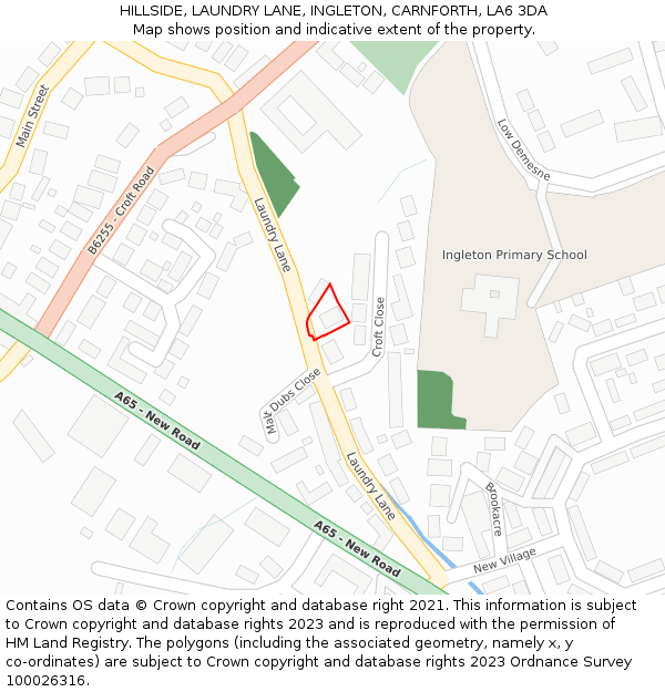 HILLSIDE, LAUNDRY LANE, INGLETON, CARNFORTH, LA6 3DA: Location map and indicative extent of plot
