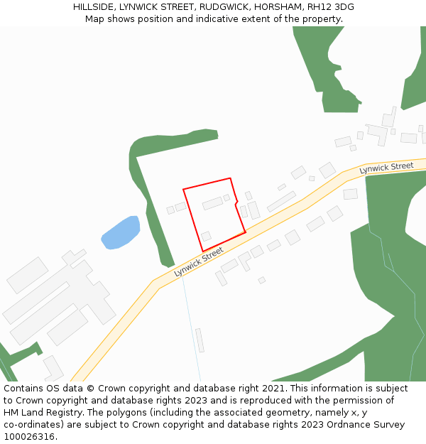 HILLSIDE, LYNWICK STREET, RUDGWICK, HORSHAM, RH12 3DG: Location map and indicative extent of plot