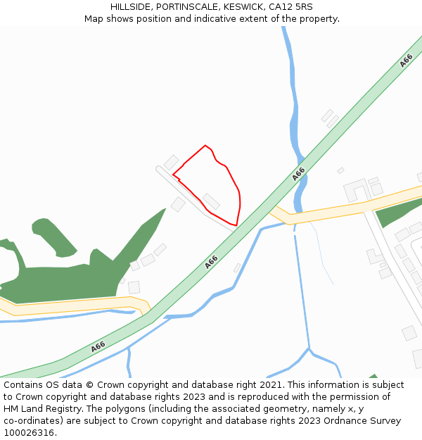 HILLSIDE, PORTINSCALE, KESWICK, CA12 5RS: Location map and indicative extent of plot