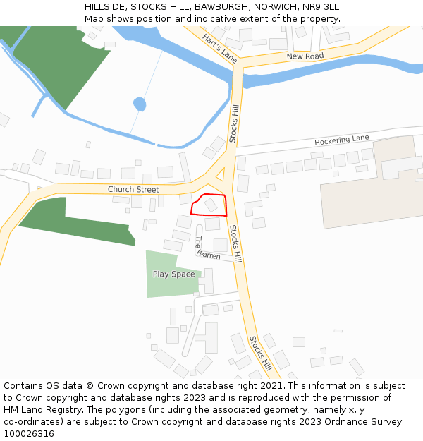 HILLSIDE, STOCKS HILL, BAWBURGH, NORWICH, NR9 3LL: Location map and indicative extent of plot