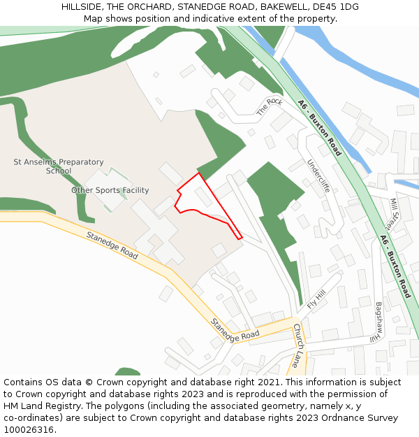 HILLSIDE, THE ORCHARD, STANEDGE ROAD, BAKEWELL, DE45 1DG: Location map and indicative extent of plot