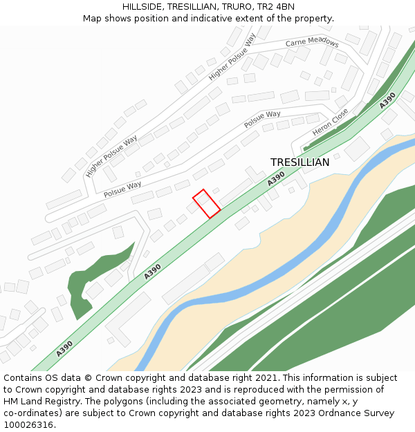 HILLSIDE, TRESILLIAN, TRURO, TR2 4BN: Location map and indicative extent of plot