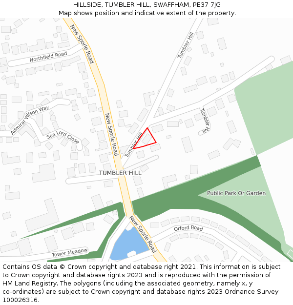 HILLSIDE, TUMBLER HILL, SWAFFHAM, PE37 7JG: Location map and indicative extent of plot