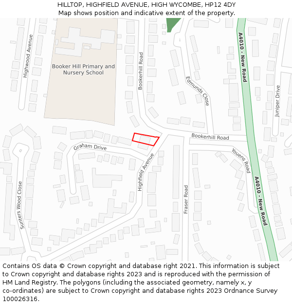 HILLTOP, HIGHFIELD AVENUE, HIGH WYCOMBE, HP12 4DY: Location map and indicative extent of plot