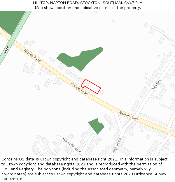 HILLTOP, NAPTON ROAD, STOCKTON, SOUTHAM, CV47 8LA: Location map and indicative extent of plot