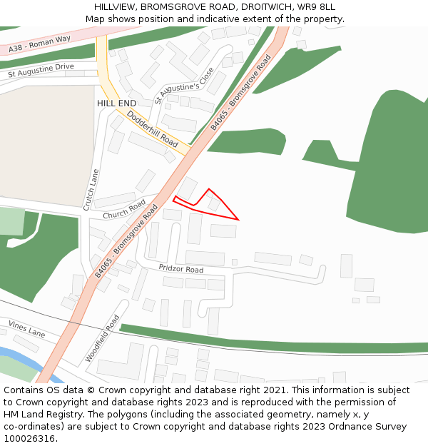 HILLVIEW, BROMSGROVE ROAD, DROITWICH, WR9 8LL: Location map and indicative extent of plot