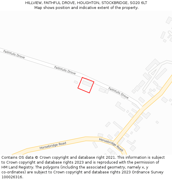 HILLVIEW, FAITHFUL DROVE, HOUGHTON, STOCKBRIDGE, SO20 6LT: Location map and indicative extent of plot