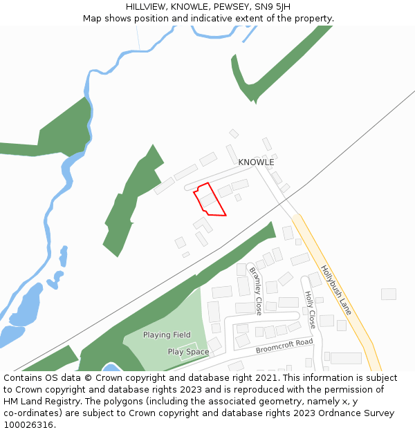 HILLVIEW, KNOWLE, PEWSEY, SN9 5JH: Location map and indicative extent of plot