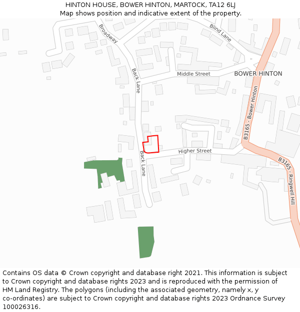 HINTON HOUSE, BOWER HINTON, MARTOCK, TA12 6LJ: Location map and indicative extent of plot