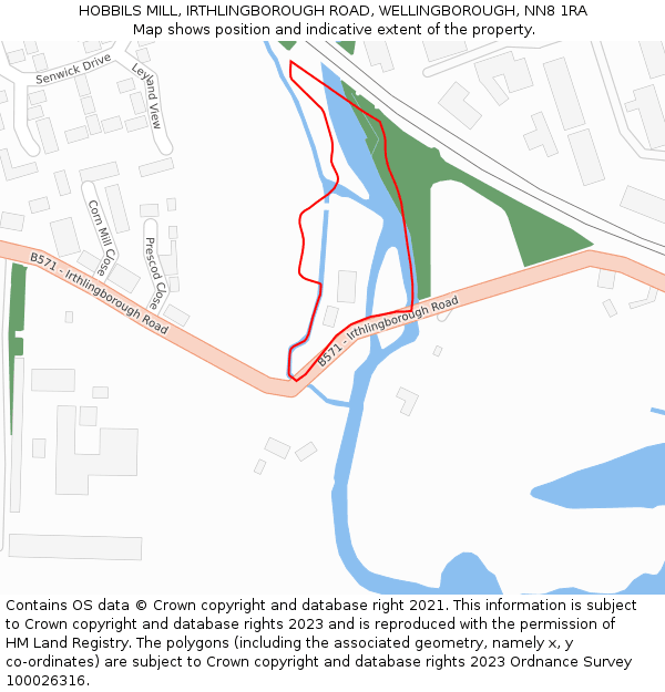 HOBBILS MILL, IRTHLINGBOROUGH ROAD, WELLINGBOROUGH, NN8 1RA: Location map and indicative extent of plot