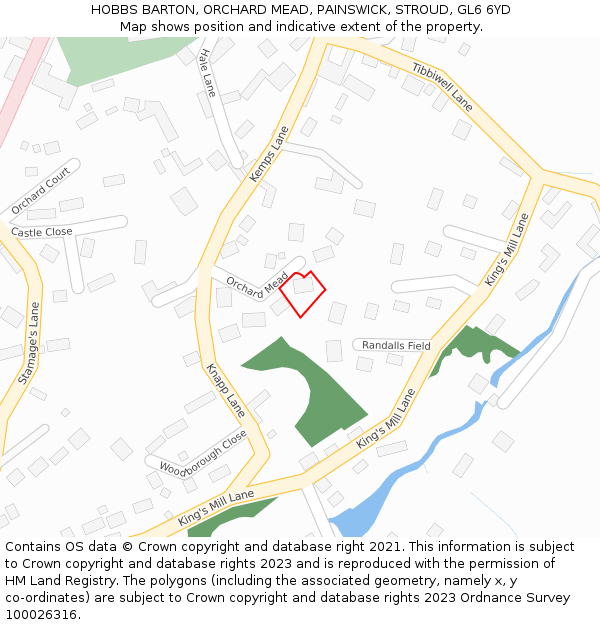 HOBBS BARTON, ORCHARD MEAD, PAINSWICK, STROUD, GL6 6YD: Location map and indicative extent of plot