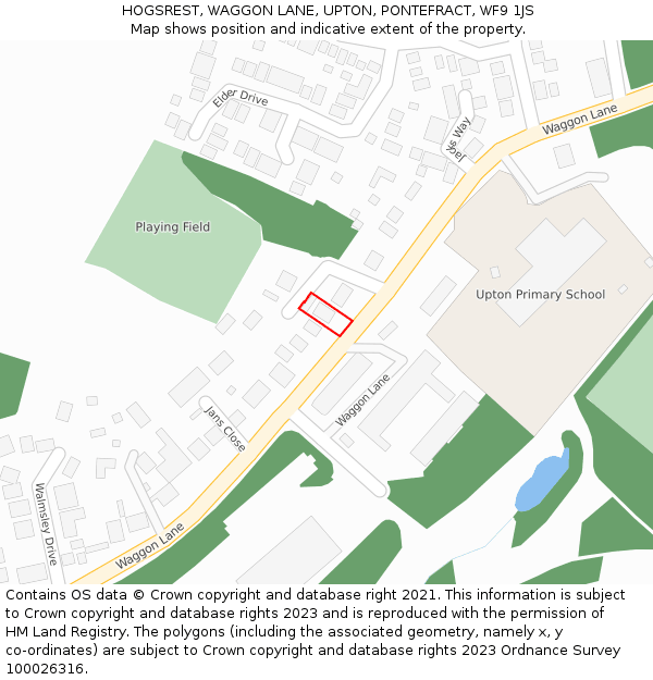 HOGSREST, WAGGON LANE, UPTON, PONTEFRACT, WF9 1JS: Location map and indicative extent of plot