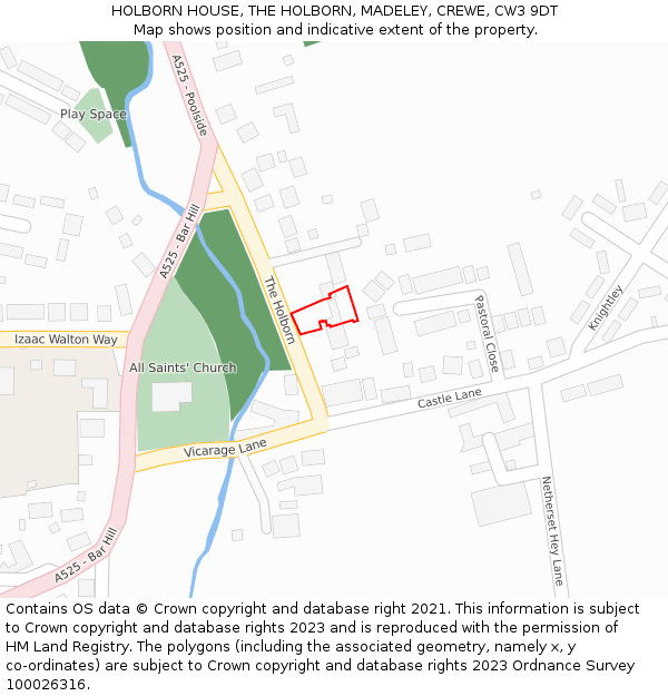 HOLBORN HOUSE, THE HOLBORN, MADELEY, CREWE, CW3 9DT: Location map and indicative extent of plot