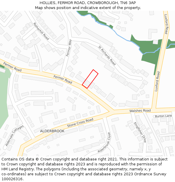 HOLLIES, FERMOR ROAD, CROWBOROUGH, TN6 3AP: Location map and indicative extent of plot