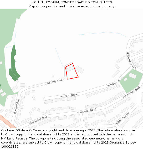 HOLLIN HEY FARM, ROMNEY ROAD, BOLTON, BL1 5TS: Location map and indicative extent of plot