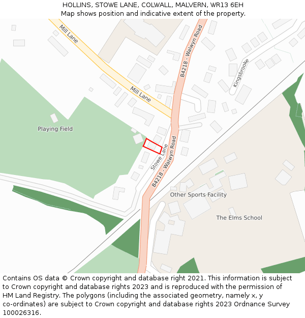 HOLLINS, STOWE LANE, COLWALL, MALVERN, WR13 6EH: Location map and indicative extent of plot