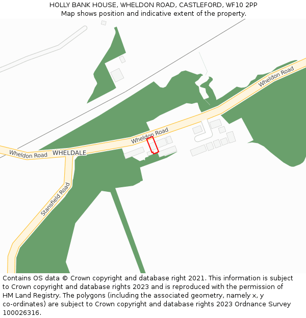 HOLLY BANK HOUSE, WHELDON ROAD, CASTLEFORD, WF10 2PP: Location map and indicative extent of plot