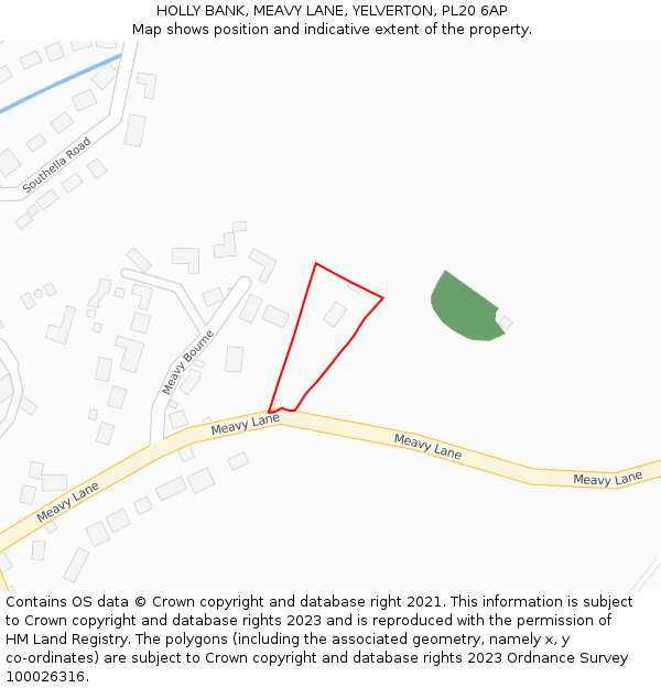 HOLLY BANK, MEAVY LANE, YELVERTON, PL20 6AP: Location map and indicative extent of plot