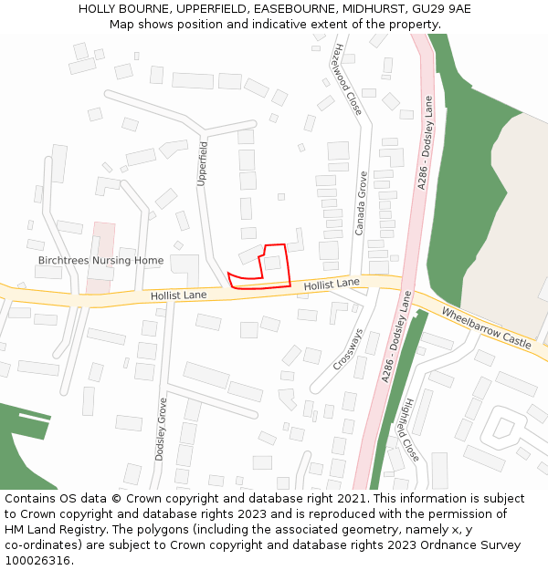 HOLLY BOURNE, UPPERFIELD, EASEBOURNE, MIDHURST, GU29 9AE: Location map and indicative extent of plot