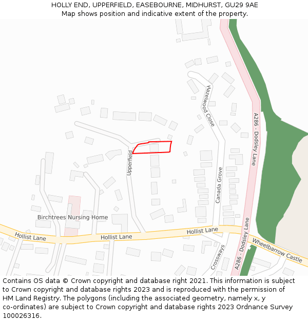 HOLLY END, UPPERFIELD, EASEBOURNE, MIDHURST, GU29 9AE: Location map and indicative extent of plot