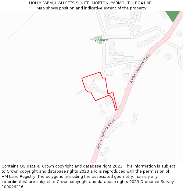 HOLLY FARM, HALLETTS SHUTE, NORTON, YARMOUTH, PO41 0RH: Location map and indicative extent of plot