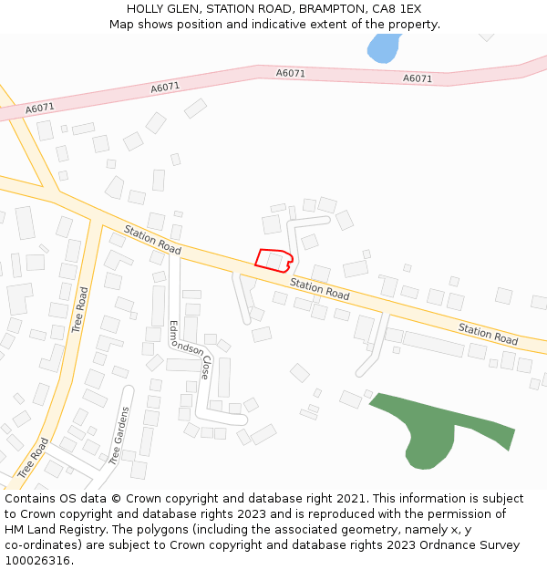 HOLLY GLEN, STATION ROAD, BRAMPTON, CA8 1EX: Location map and indicative extent of plot