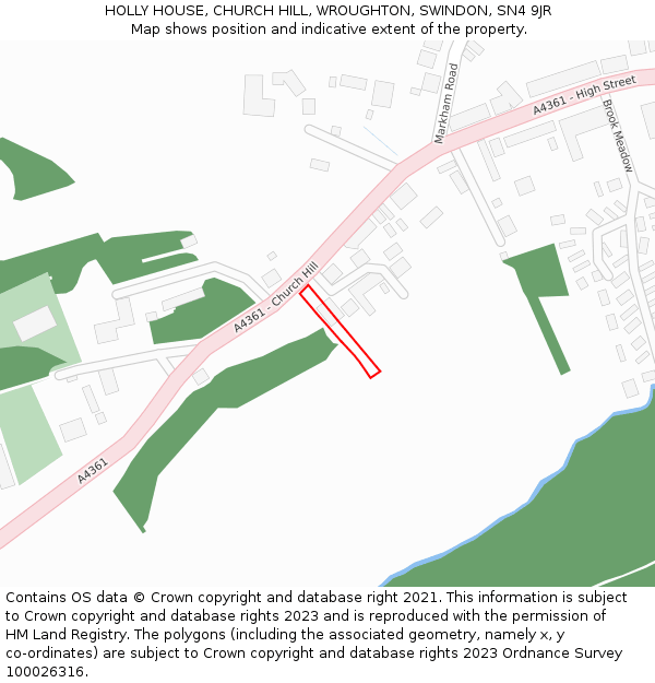 HOLLY HOUSE, CHURCH HILL, WROUGHTON, SWINDON, SN4 9JR: Location map and indicative extent of plot