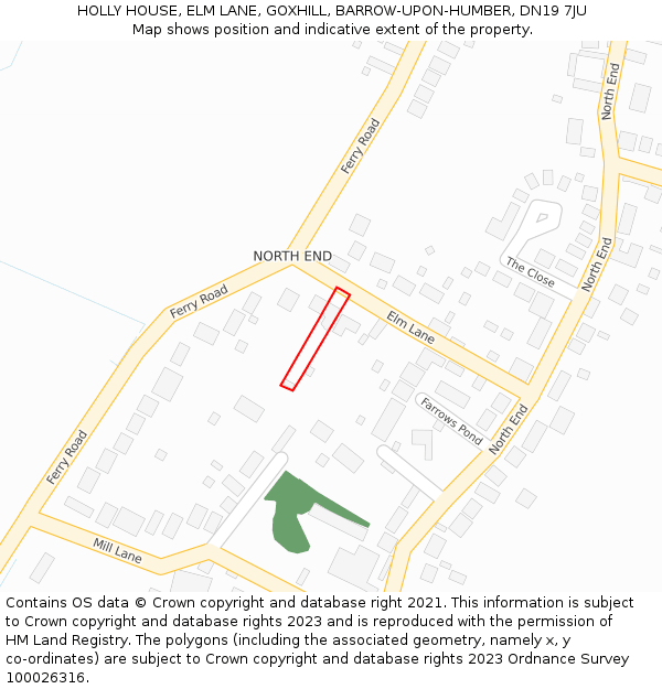 HOLLY HOUSE, ELM LANE, GOXHILL, BARROW-UPON-HUMBER, DN19 7JU: Location map and indicative extent of plot