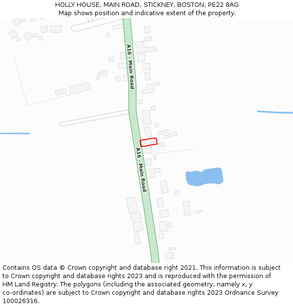 HOLLY HOUSE, MAIN ROAD, STICKNEY, BOSTON, PE22 8AG: Location map and indicative extent of plot