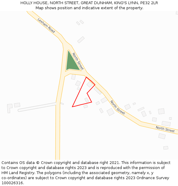 HOLLY HOUSE, NORTH STREET, GREAT DUNHAM, KING'S LYNN, PE32 2LR: Location map and indicative extent of plot