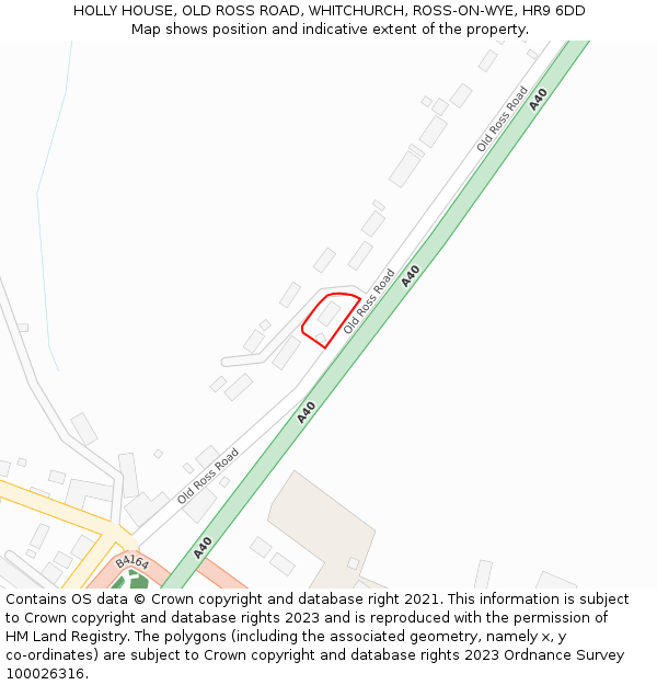 HOLLY HOUSE, OLD ROSS ROAD, WHITCHURCH, ROSS-ON-WYE, HR9 6DD: Location map and indicative extent of plot