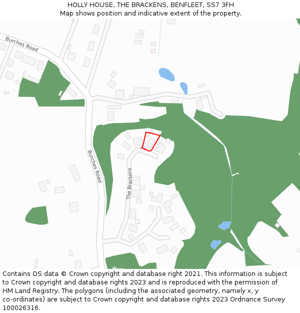 HOLLY HOUSE, THE BRACKENS, BENFLEET, SS7 3FH: Location map and indicative extent of plot