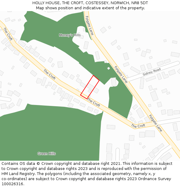 HOLLY HOUSE, THE CROFT, COSTESSEY, NORWICH, NR8 5DT: Location map and indicative extent of plot