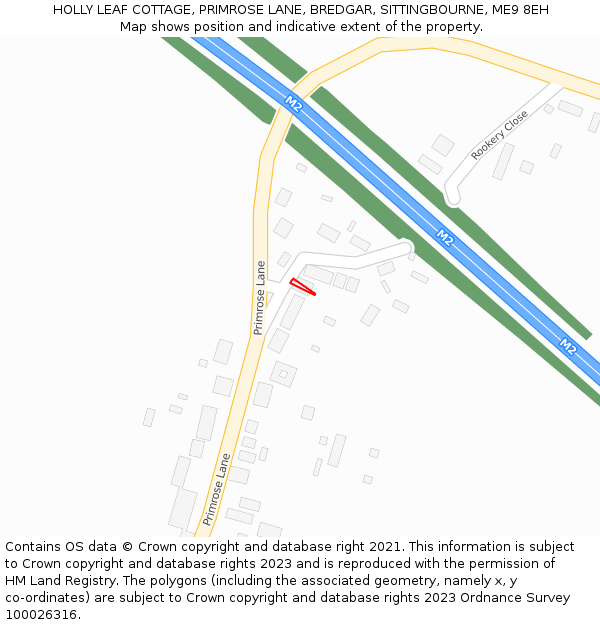 HOLLY LEAF COTTAGE, PRIMROSE LANE, BREDGAR, SITTINGBOURNE, ME9 8EH: Location map and indicative extent of plot