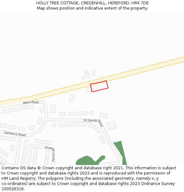 HOLLY TREE COTTAGE, CREDENHILL, HEREFORD, HR4 7DE: Location map and indicative extent of plot
