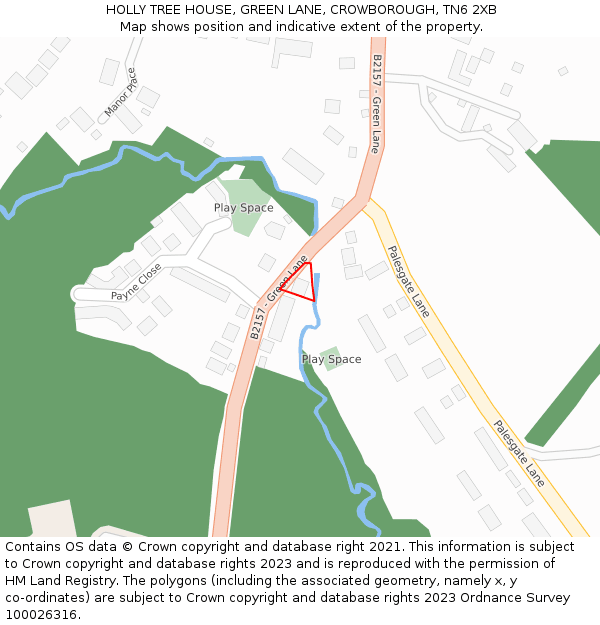 HOLLY TREE HOUSE, GREEN LANE, CROWBOROUGH, TN6 2XB: Location map and indicative extent of plot