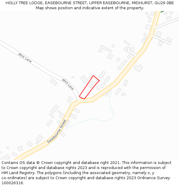 HOLLY TREE LODGE, EASEBOURNE STREET, UPPER EASEBOURNE, MIDHURST, GU29 0BE: Location map and indicative extent of plot