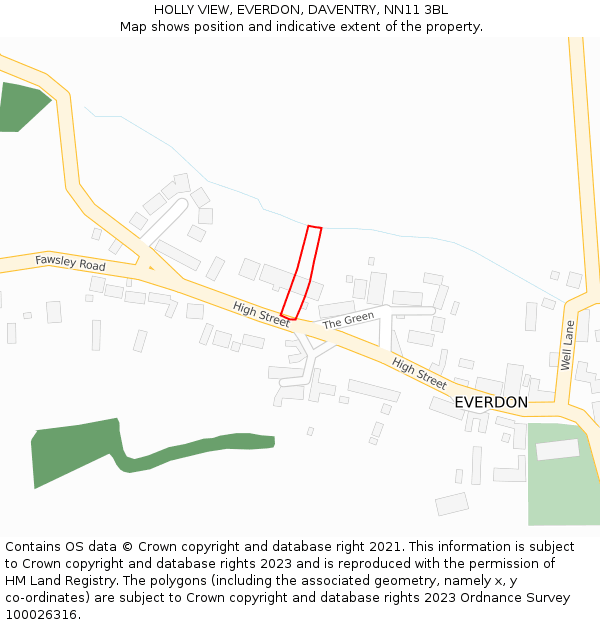 HOLLY VIEW, EVERDON, DAVENTRY, NN11 3BL: Location map and indicative extent of plot