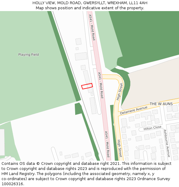 HOLLY VIEW, MOLD ROAD, GWERSYLLT, WREXHAM, LL11 4AH: Location map and indicative extent of plot
