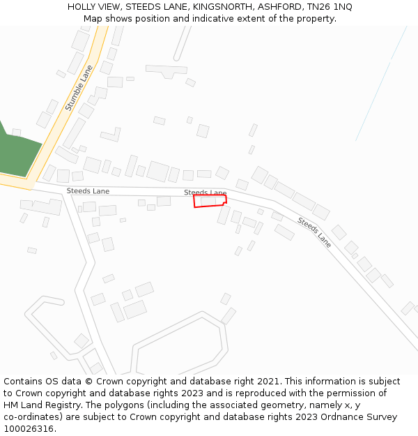 HOLLY VIEW, STEEDS LANE, KINGSNORTH, ASHFORD, TN26 1NQ: Location map and indicative extent of plot