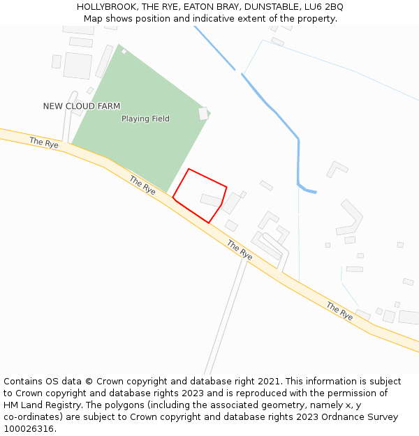 HOLLYBROOK, THE RYE, EATON BRAY, DUNSTABLE, LU6 2BQ: Location map and indicative extent of plot