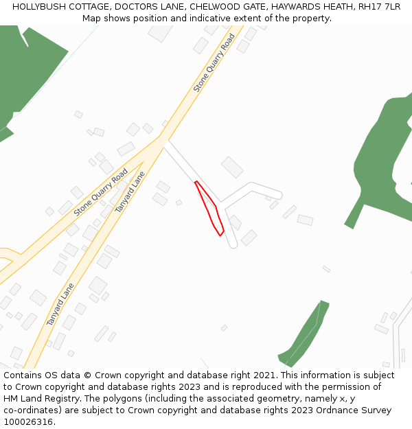 HOLLYBUSH COTTAGE, DOCTORS LANE, CHELWOOD GATE, HAYWARDS HEATH, RH17 7LR: Location map and indicative extent of plot