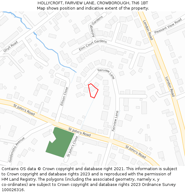 HOLLYCROFT, FAIRVIEW LANE, CROWBOROUGH, TN6 1BT: Location map and indicative extent of plot