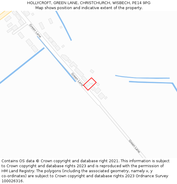 HOLLYCROFT, GREEN LANE, CHRISTCHURCH, WISBECH, PE14 9PG: Location map and indicative extent of plot