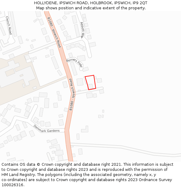 HOLLYDENE, IPSWICH ROAD, HOLBROOK, IPSWICH, IP9 2QT: Location map and indicative extent of plot