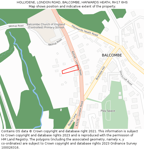 HOLLYDENE, LONDON ROAD, BALCOMBE, HAYWARDS HEATH, RH17 6HS: Location map and indicative extent of plot