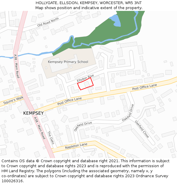 HOLLYGATE, ELLSDON, KEMPSEY, WORCESTER, WR5 3NT: Location map and indicative extent of plot