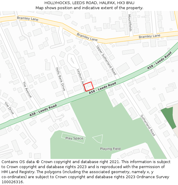 HOLLYHOCKS, LEEDS ROAD, HALIFAX, HX3 8NU: Location map and indicative extent of plot