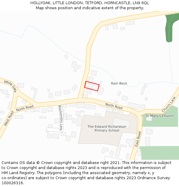 HOLLYOAK, LITTLE LONDON, TETFORD, HORNCASTLE, LN9 6QL: Location map and indicative extent of plot